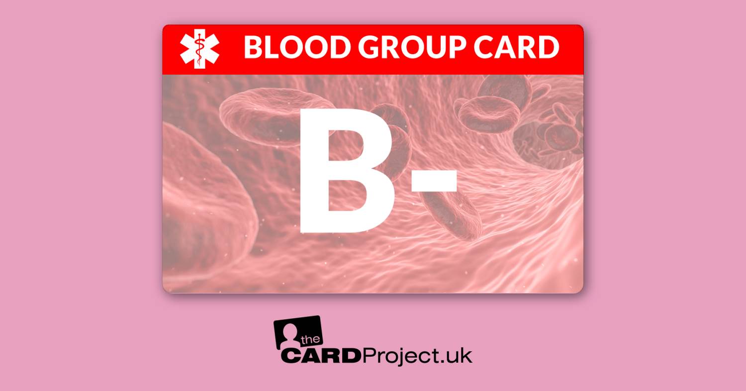 Blood Group B Negative (B-) Medical Card